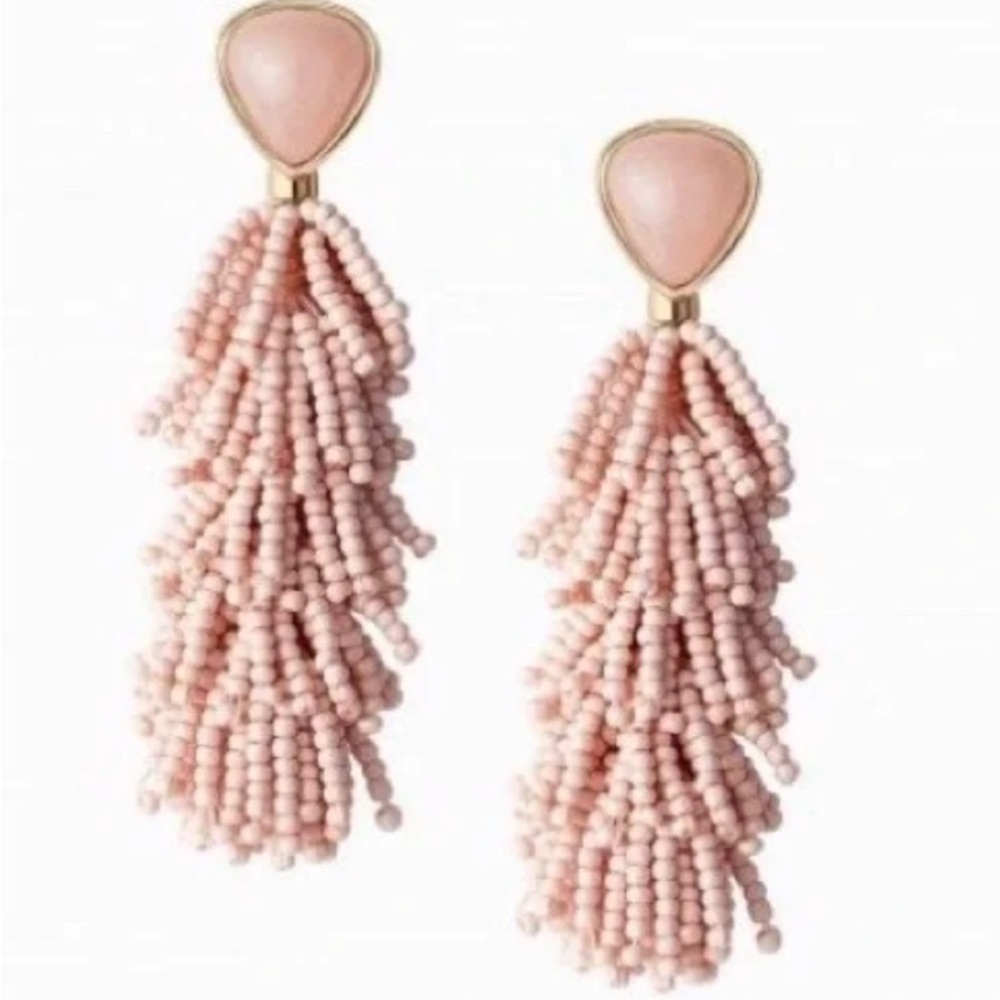 Stella & Dot Pink Beaded Tassel Earrings